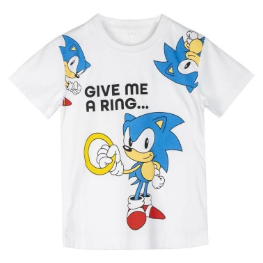 Maglia a Maniche Corte per Bambini Sonic Bianco