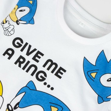 Maglia a Maniche Corte per Bambini Sonic Bianco