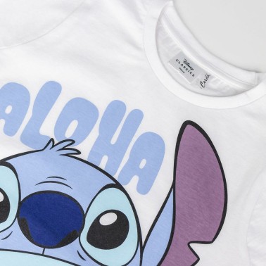 Maglia a Maniche Corte per Bambini Stitch Bianco