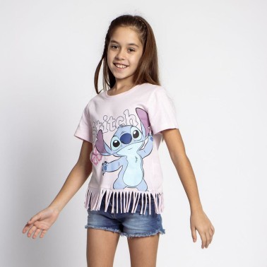 Maglia a Maniche Corte per Bambini Stitch Azzurro