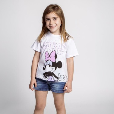 Maglia a Maniche Corte per Bambini Minnie Mouse Bianco